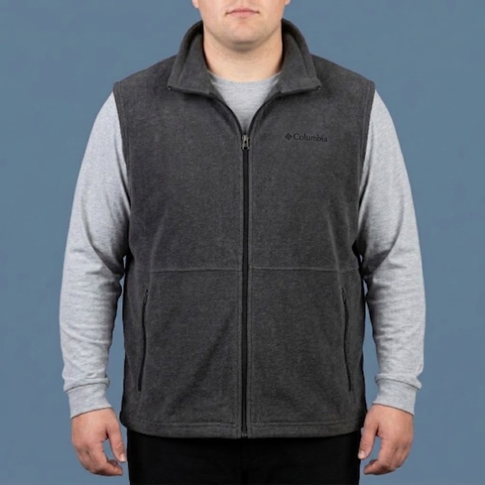 Columbia Steens Mountain Fleece Vest Mens XL Charcoal Polyester EUC